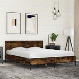 Maison Chic Posteljni okvir - Dvoposteljna postelja - Zakonska postelja dimljeni hrast 150x200 cm inž. les in kovina-J14318, (21775763) | Shoptok.si