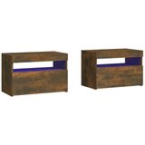 Maison Chic Dvo delni komplet Nočne omarice - Nočne mize z LED lučkami dimljeni hrast 60x35x40 cm, (21690556) | Shoptok.si