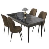 Hanah home set trpezarijski sto i 4 stolice nil black marble brown | ePonuda.com