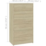 vidaXL Komoda sa 6 ladica boja hrasta sonome 50 x 34 x 96 cm drvena | shoptok.hr