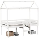  Visoki krevet s krovom bijeli 90 x 190 cm od masivne borovine | Eponuda.com