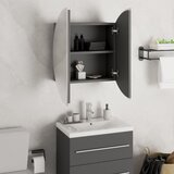  Kupaonski ormarić s okruglim ogledalom LED Siva 47x47x17,5 cm | shoptok.hr