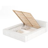 Maison de Rêve Kremno bela oblazinjena zakonska postelja s prostorom za shranjevanje z letvenim dnom 200x200 cm Voliera – | Shoptok.si