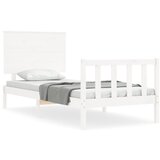 The Living Store Posteljni okvir z vzglavjem bel 100x200 cm trden les - Posteljni Okvir, (21530830) | Shoptok.si