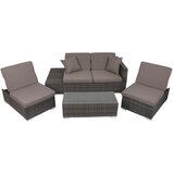 Garden Pleasure Siva vrtna garnitura iz umetnega ratana za 4 osebe Alcudia - | Shoptok.si