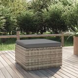 vidaXL vrtni tabure s jastukom sivi 55 x 55 x 30 cm od poliratana | shoptok.hr