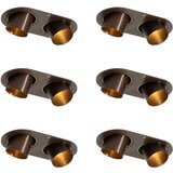 QAZQA Set van 6 inbouwspots donkerbrons GU10 35mm kantelbaar 2-lichts - Installa | Shoptok.si