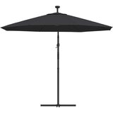  Konzolni vrtni suncobran LED s čeličnim stupom 300 cm crni | Eponuda.com