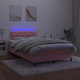  Krevet box spring s madracem LED ružičasti 120x190cm baršunasti | shoptok.hr