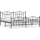 Maison Chic Kovinski Posteljni okvir - Dvoposteljna postelja - Zakonska postelja z vzglavjem in vznožjem črn 193x203 cm, (21695890) | Shoptok.si