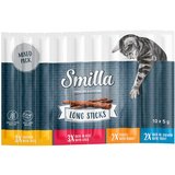 Smilla Varčno pakiranje Long Sticks 30 x 5 g - Mešani paket 1 (piščanec in raca, puran in zajec, losos in postrv, govedina in jetra) | Shoptok.si