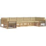 vidaXL Zunanja garnitura za sedenje z blazino 7 pcs Bela in bež, (5000279525) | Shoptok.si