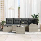  7-delni set vrtnim kavčem s blazinami v svetlo sivi barvi | Shoptok.si