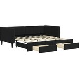  Dnevni krevet na razvlačenje s ladicama crni 90 x 190 cm baršun | shoptok.hr