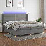 Krevet box spring s madracem LED tamnosivi 200x200 cm tkanina | shoptok.hr