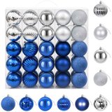  Set božićnih kuglica 50 kom. Plava i srebrna 8 cm Polistiren | shoptok.hr