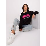 Fashion Hunters Black-fuchsia hoodless sweatshirt with cotton | shoptok.hr