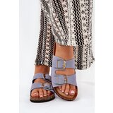 Boto Womens Sandals On Cork Platform With Golden Buckles Blue Lisavionea | Shoptok.si