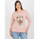 Fashion Hunters Light pink women's blouse plus size with patches | shoptok.hr