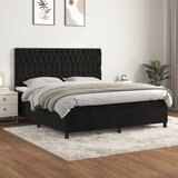  s oprugama i madracem crni 180x200 cm baršunasti | shoptok.hr