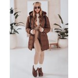 DStreet Kurtka damska zimowa z kapturem GABRIELLE brązowa | Shoptok.si