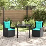  Vrtni set za objed s jastukom 3 pcs Crna Poli ratan | shoptok.hr