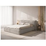 Micadoni Svetlo siva oblazinjena zakonska postelja s prostorom za shranjevanje z letvenim dnom 160x200 cm Simon Olivia – | Shoptok.si