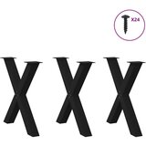 vidaXL Noge za blagovaonski stol u obliku slova X, 3 kom, crne, 70 x (72-73) cm, čelik | shoptok.hr