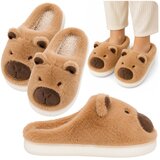  Plush Capybara House Slippers With Ears Warm Soft Beige Size 34-35 Cene