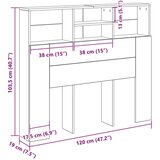  Glava kreveta s ormarićem Crni hrast 120x19x103.5 cm Konstruirano drvo | shoptok.hr