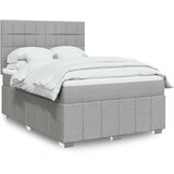 vidaXL Box spring postelja z vzmetnico svetlo siva 160x200 cm žamet | Shoptok.si
