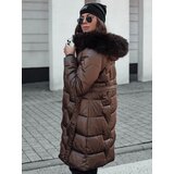 DStreet Kurtka damska STYLOWQ długa pikowana z futerkiem kawowa | shoptok.hr