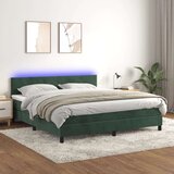  Box spring postelja z vzmetnico LED tem. zelena 160x200cm žamet, (20902377) | Shoptok.si