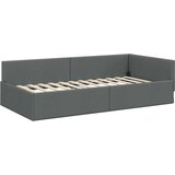 vidaXL Kotna postelja Temno siva 100 x 200 cm Tkanina in oblikovan les | Shoptok.si