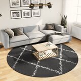 vidaXL Košata preproga moderna črna in krem Ø 240 cm Cene