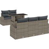 6-dijelni vrtni sofa set s jastučićima siva poli ratan 2-sjedeći vrtni sofa s pohranjivanjem i jastučićima siva poli ratan | shoptok.hr