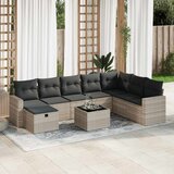 Maison Chic Seti vrtnega pohištva - Vrtna garnitura - Vrtni pohištvo set 9-delna z blazinami sv. siv poli ratan, (21797443) | Shoptok.si