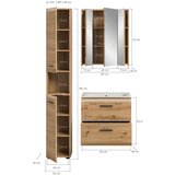 MID.YOU Kopalnica Z Umivalnikom Ice, Barva Hrasta, 3-Delna | Shoptok.si