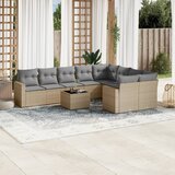  10-dijelni set vrtnih sofa s jastucima bež od poliratana | shoptok.hr