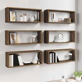  Kockaste zidne police 6 kom smeđi hrast 60 x 15 x 23 cm drvene | shoptok.hr
