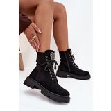 Boto Ankle Boots Workery With Jewelry Decoration Insulated Eco Suede Black Miryssa | Shoptok.si