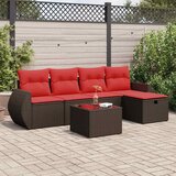  6-dijelni set vrtnih sofa od poliratana s jastucima smeđi | shoptok.hr