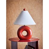 Bloomingville Rdeča/kremno bela keramična namizna svetilka s tekstilnim senčilom (višina 42 cm) Panja – | Shoptok.si
