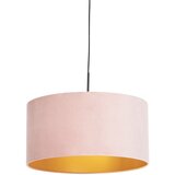 QAZQA Viseča svetilka z velur odtenkom roza z zlatom 50 cm - Combi Cene