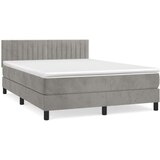  Box spring postelja z vzmetnico svetlo siva 140x200 cm žamet, (20901355) | Shoptok.si