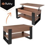 Ruhhy klub stolić s podiznom pločom 92 cm – 3u1, spremnik i polica (hrast/crni) | Shoptok.si