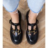 Gemre Black loafers with thick soles and gold embellishment Hartis | Shoptok.si
