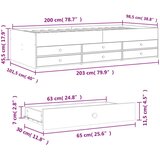 vidaXL Dnevna postelja s predali betonsko siva 100x200 cm inž. les | Shoptok.si