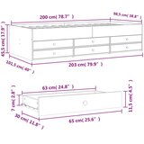 vidaXL Dnevni krevet s ladicama siva boja betona 100 x 200 cm drveni | shoptok.hr