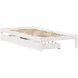 vidaXL Posteljni okvir s predali bel 90x200 cm trdna borovina, (21292210) Cene
